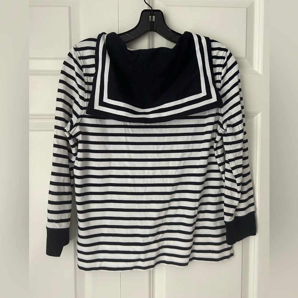 Ralph Lauren nautical navy/white stripe 3/4 sleeve top - worn once! LIKE NEW!